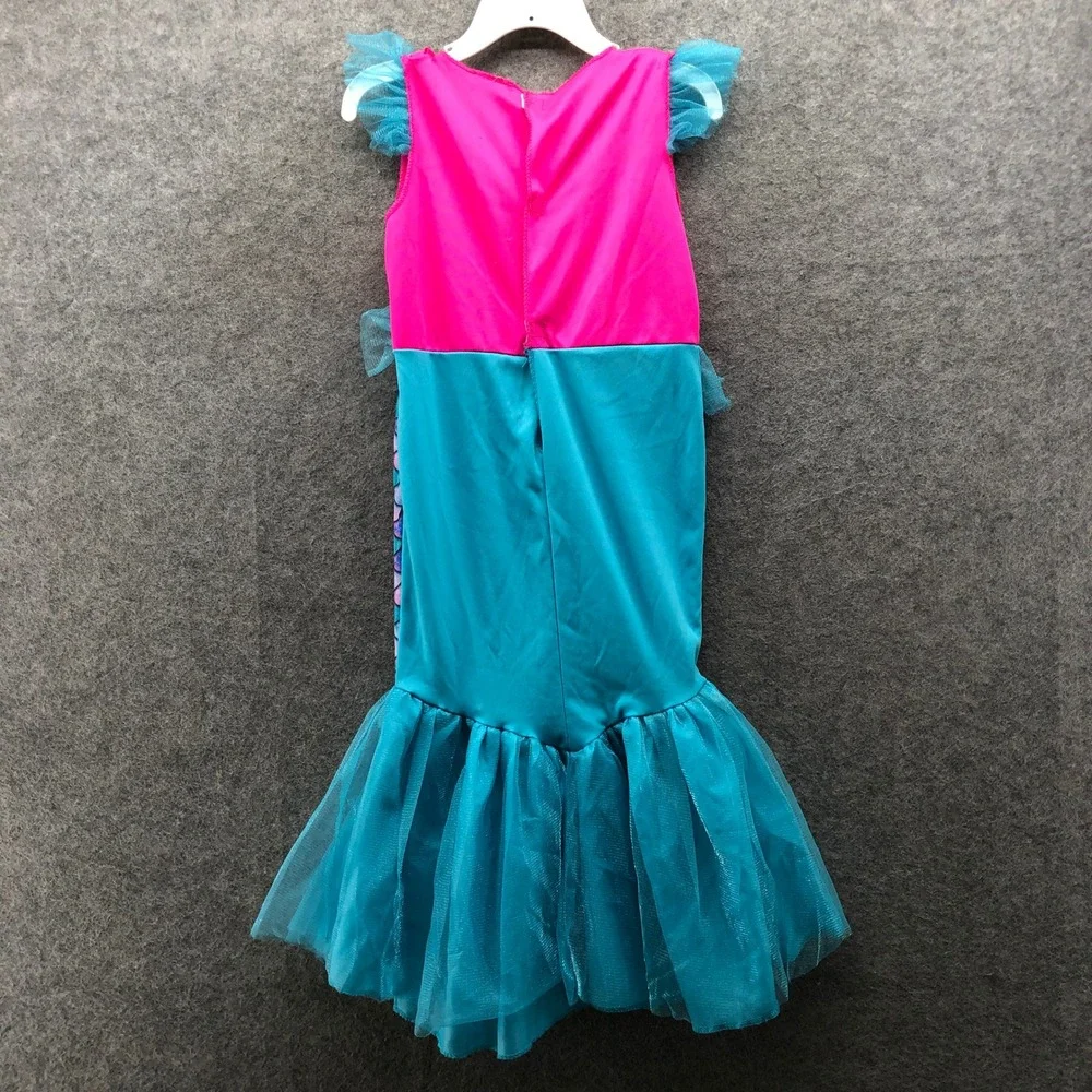 Girls 2T-3T Mermaid Costume Dress Pink Blue Tulle Pretend Play Dress Up - Picture 2 of 8